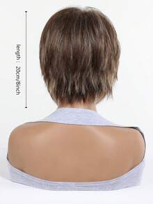 Brown Blonde Highlight Short Layered Pixie Wig For Women, 8 Inch Natural Looking Bob Wig With Side Bangs, Synthetic Heat Resistant Wig For Daily Wear Office Dating, Elegant And Tasteful - Brown - View 5