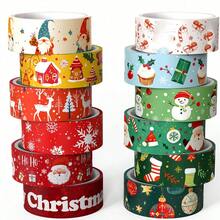 Christmas Theme Washi Tape Set, Includes Santa Claus, Snowman, Gnome Patterns, And Reindeer Masking Tape, Suitable For Stationery, Scrapbooking, Crafts And Gift Wrapping - Multicolor - View 1