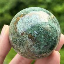 Stonehaven Natural Green Moss Agate Sphere Polished Gemstone Sphere For Home Decor, Meditation, Reiki, Crystal Collection, Desk Display, Feng Shui Gift - 1pc5-6cm - View 12