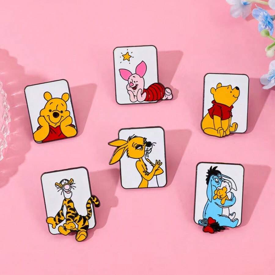 Disney 1pc Fashion Creative Cartoon Animal Cute Adorable Tigger Bear Enamel Pin, Painted Resin Cast, Contrast Color Metal Badge, Jewelry, Backpack & Clothing Accessory, Gift - Multicolor - View 1