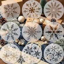 9pcs/18pcs Reusable Plastic Snowflake Stencils, Suitable For Christmas Crafts - 4*4 Inch Stencils, 9 Snowflake Patterns, For Handmade Holiday Decorations, Embroidery, Wall And Painting - Sets - View 2