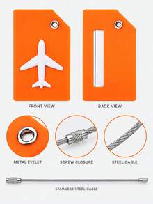 2/1pc Orange Silicone Luggage Tags With Name Card, Flexible Travel Identification Set, Suitable For Suitcases, Carry-On Bags, Backpacks And Airplane Travel/Set - Multicolor - View 3