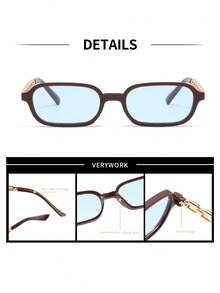Verywork1 Women's Rectangular Fashion Brand Design Sunglasses, Comes With Storage Case And Cleaning Cloth, Suitable For Daily Commute, Beach Vacation, Street Photography, Travel, Outdoor Activities And More. - Multicolor - View 6