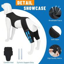 Dog Knee Braces - Adjustable Dual Leg Braces, Helps Treat ACL/PCL Tears, Patellar Dislocation, Ligament Injuries, Osteoarthritis - Black - View 7