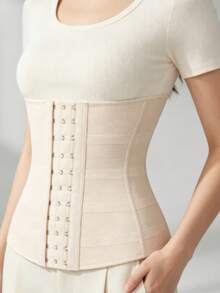 1pc Women's Waist Trainer, Pink, Women's Shapewear Lift Buttocks, Sports Top, Bodysuit, For Daily Wear - Beige - View 4