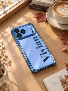 Custom Name Electroplated Four‑Corner Shockproof Phone Case Compatible With IPhone 17 18 Pro Max Laser Print Personalized Name Protective Phone Cover Drop‑Resistant Anti‑Scratch Full Wrap Phone Shell Customized Gift For Men Women Daily Travel Work Party Use - Blue - View 6