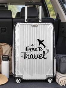 Unisex Cartoon Illustration Transparent Luggage Cover, Suitable For 20/24/28 Inch Luggage, Trolley Suitcase, Back To School Season, Family Gift, Birthday - Multicolor - View 4