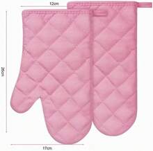1 Pairs Of Pink Cotton Oven Gloves - Washable, Non-Slip And Heat-Resistant, Suitable For Use In Ovens And Baking - Pink - View 8