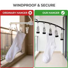 1pc 10-Clip Rotating Drying Rack With 360° Swivel Hook And Non-Slip Clips - Ideal For Socks, Underwear, And Delicates - Rust-Resistant Metal Construction - Multicolor - View 6