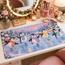 1pc Christmas Penguin Ice Skating Mouse Pad, Winter Snowy Mountain Scene Extended Desk Mat For Home Office, Gaming And Holiday Decor - View 4