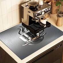 (Hot !!) 1pc 2D Coffee Pattern Flat Stove Protector Mat And Non-Slip Rubber Stove Cover Pad Suitable For Induction Cooktop, Glass Stove And Multi-Function Anti-Scratch Mat, Also Best Choice For Oven, Washing Machine, Dryer And Kitchen Decoration - Multicolor - View 5