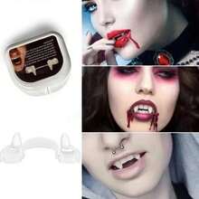[Realistic Vampire Fangs] Realistic Retractable Halloween Vampire Fangs | For Gums, Halloween Party Costume Horror Prop, Suitable For Carnival Party Role Play Decoration (Applicable Age Range: 20 Years Old And Above) - Multicolor - View 3