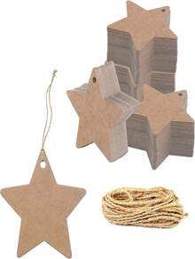 100pcs Kraft Paper Star Gift Tags - Blank Reusable, Suitable For Party, Gift Wrapping, Christmas Decoration And Home Decor - A - View 1