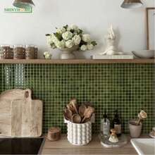 shiny home 10pcs Self-Adhesive Waterproof Splash-Proof Wallpaper, Removable Polyurethane Wall Stickers, No Extra Glue Needed, Suitable For Kitchen And Bathroom DIY Wall Decals - Light Green - View 1