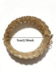 Gelang paduan logam bergaya Arab klasik, menampilkan gelang lebar berwarna emas dengan desain berongga dan bukaan yang dapat disesuaikan, cocok untuk dikenakan wanita. - Emas - View 14