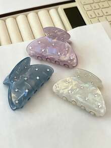 1pc Starry Rhinestone Claw Clip For Women, Half-Claw Hair Claw, Elegant High Ponytail Fixing Hair Clip - Multicolor - View 6