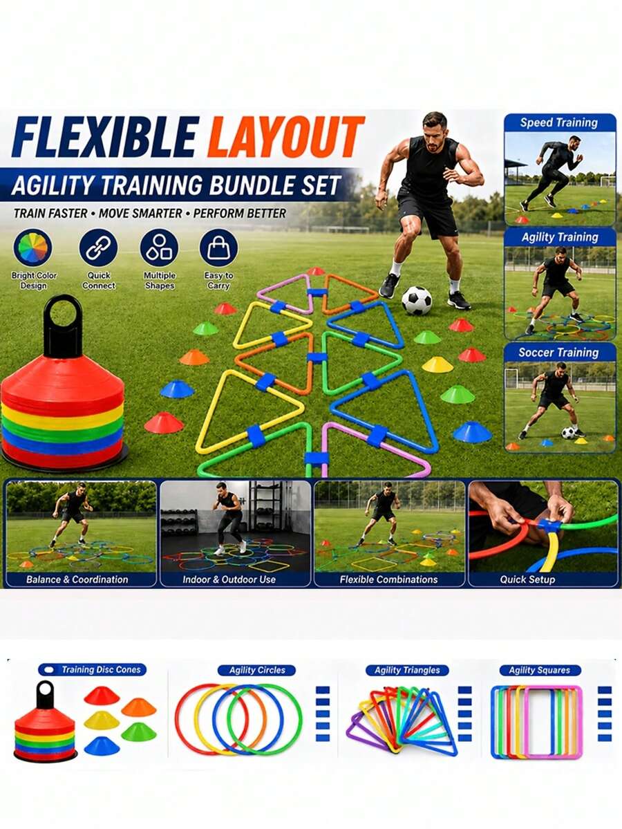 18pcs Random Color Bouncing Sensory Activity Set, Includes 6 Training Discs, Suitable For Fitness Training And Daily Commute - Multicolor - View 1