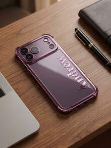 客製化姓名電鍍四角防震手機殼,適用於 iPhone 17 18 Pro Max,雷射印製個性化姓名保護手機殼,防摔防刮全包手機殼,適合男女性日常旅行工作派對使用的客製化禮物 - 中紫紅色 - 查看 5