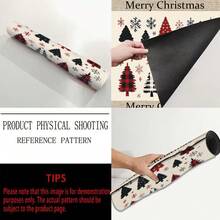 1pc Christmas Series Plaid Christmas Tree Snowflake Pattern Printed Coffee Bar Mat, Drainage Mat, Coffee Machine Soft Bottom Diatomaceous Earth Drainage Mat, Soft Rubber Drainage Mat, Super Absorbent Wear-Resistant Dish Drying Mat, For Countertop Restaurant Kitchen Table Mat, Patio Dining Table Decoration, Home Kitchen Supplies, Countertop Decoration Mat - Multicolor - View 9