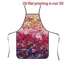 1pc Gradient Colorful Rose Floral Print Apron, Featuring Pink, Purple, Red Multi-Layered Rose Pattern, Durable Cooking Apron Suitable For Bakers, Cake Decorators, BBQ Enthusiasts, Gardeners, Painters, Nail Artists - Perfect Gift For Home And Professional Chefs - Multicolor - View 3