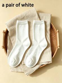 1/3/5/10 Pairs Men's Solid Color Minimalist Mid-Calf Socks, Comfortable Breathable Casual Versatile Interesting Christmas Gift Socks - Multicolor - View 27