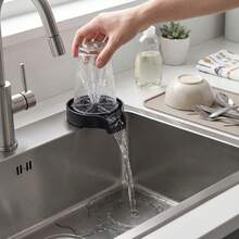 Black ABS 304 Stainless Steel Rotating Cup Washer 2 In 1 Sink Mounted Glass Cleaner For Kitchen Bar - Black - View 7