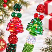 2pcs Shiny 3D Bow Christmas Tree Beads 28x34mm AB Plated Acrylic Beads, Suitable For Jewelry Making DIY Keychain Phone Chain/ - Random Color - View 8