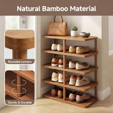EZIFY 5/6/8-Tier Bamboo Shoe Rack, Rounded Corner Vertical Design, Spacious Top Storage, For Entryway/Hallway/Living Room/Bedroom/Garage, Ideal Housewarming Gift. - 6-tier Semicircle - View 12