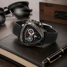1pc Men's Triangle Shaped Quartz Watch, Fashionable Business Quartz Watch With Classic Triangle Dial And Comfortable Artificial PU Strap. Ideal Gift For Friends And Family, Also Suitable For Casual Wear During Easter (Packaging Box Not Included) - Silver - View 9