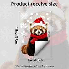 4PCS/1PC Christmas Stickers‑Themed Cute Pet Window Static Stickers: Cat, Dog, Red Panda & Fox Decals, Delicate Snowflake Ornaments For Holiday Home Party Decor, Holiday Home Decor - Multicolor - View 11