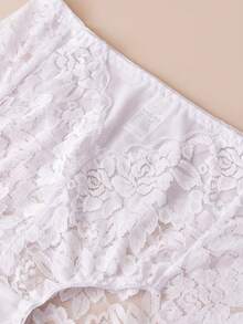 3PCS Sexy Lace Women's Panties, Fashionable Women's Triangle Panties, Comfortable Casual Women's Panties, Home & Date Wear Women's Boxer Briefs, Elegant Soft Women's Panties, White All-Season Wear Women's Triangle Panties - White - View 7