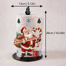 2D Flat Santa Claus Holding Candy Cane And Candy Bag Printed Paper Towel Holder, Acrylic Material Vertical Toilet Paper Storage Rack, Kitchen Dining Table Decor, Easy To Install, Suitable For Christmas Party Home Decoration - View 3