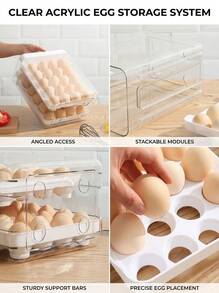 32-Egg Capacity Refrigerator Egg Storage Rack - Transparent Plastic Drawer-Style Organizer, Space-Saving Design, Keeps Freshness, Compact Kitchen Storage, Durable Plastic, Essential Kitchen Item, Stylish Organizer, Sturdy Structure - Multiple Styles and Colors - View 4