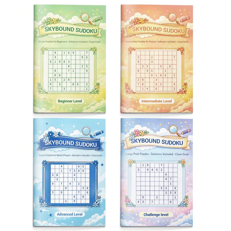 Skybound Sudoku Puzzle Notebook, Number Logic Game With Clear Grids And Answers, Trains Focus, Reasoning And Problem-Solving Skills, Suitable For Beginners To Challenging Levels - Sudoku Difficulty Level - View 1