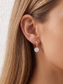 1pc Moissanite Stud Earrings, Minimalist 1CT Single Stone Inlaid Earrings, Suitable For Women's Daily Wear And Gifting - Solitaire Moissanite Earrings - View 7