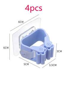 4pcs Bathroom Wall-Mounted Mop Holder, Self-Adhesive No-Drill Roller Clip, Cleaning Tool Broom Mop Storage Hook - View 10