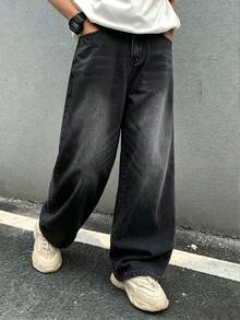 Tween Boy Spring Denim Jeans, New Fashion Style - Black - View 1