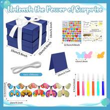 1 buah Kotak Kejutan Ledakan Kupu-kupu Warna Macaron, Kertas Elegan yang Dapat Digunakan Kembali, Termasuk 1 Set Kotak Dua Lapis, 5 Kupu-kupu, 1 Kartu Ucapan, 2 Pita, 1 Paket Pena Warna, 2 Stiker DIY, 1 Paket Kupu-kupu Warna-warni, Cocok untuk Segala Usia, Natal, Ulang Tahun, Pesta, Upacara Wisuda, Pesta Ulang Tahun, dll. - View 17