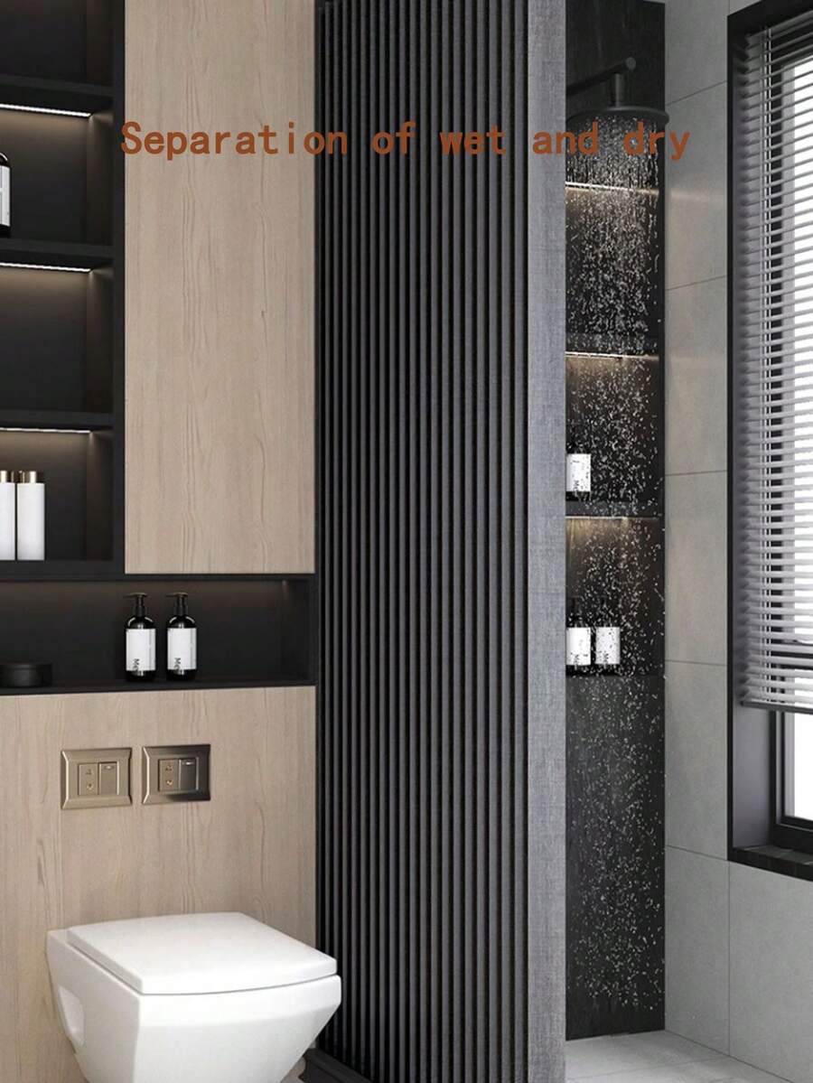 Shower Curtain With Bohemian-Style Solid Color Design.1 No-Rod Folding Partition Curtain, All-Season Door Curtain, Hanging Fabric, Rental Bedside Folding Partition Curtain, Premium Look, Suitable For Living Room, Bedroom And Other Scenes,