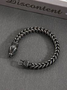 1Pc Men Snake Head Braided Stainless Steel Bracelet, Punk Jewelry, Vintage Bangle, Gift For Him - SL211 - View 11