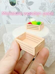 Dollhouse Miniature Square Wooden Basket, Mini Hollow Wooden Slat Square Storage Basket, Wooden Decorative Accessory, Desktop Micro Scene Small Ornament - Multicolor - View 4