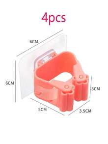 4pcs Bathroom Wall-Mounted Mop Holder, Self-Adhesive No-Drill Roller Clip, Cleaning Tool Broom Mop Storage Hook - View 12