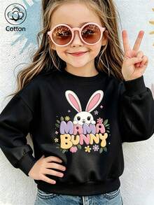 Mama Bunny تصميم الأرنب والزهور - الأسود - مشاهدة 10