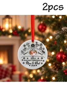 Custom Photo Christmas Ornament, Personalized Name Family Keepsake, First Christmas Mom Dad Tree Decoration, Customized Name Wall Hanging Decor, Customizable Picture Holiday Party Decor, 2026 Christmas Tree Decorations, Christmas Gift For Family - Style B - View 13