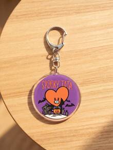 1pc/6pcs Cute Halloween Spook Acrylic Keychains, Halloween Costume Round Badge Pattern Pendant, Backpack And Car Key Accessories, K-Pop Fan And Halloween Gift, Back To School, Gift For K-Pop Fans, Gift For Friends, Halloween Exquisite Collection - Multicolor - View 11
