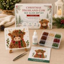 DIY Christmas Glass Mosaic Art Kit, Adult Red Cardinal Sea Glass Handmade Craft | Includes Colored Glass Pieces, Canvas, Glue And Tools, For Handmade Holiday Wall Decor, Relaxing Creative Activity, Gift Idea 10-10cm - Sets - View 3