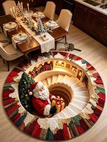 1pc Christmas Spiral Staircase Pattern Doormat, Christmas Gift, Door Mat, Small Rug, Welcome Mat, Carpet, Floor Mat, Outdoor Doormat, Kitchen Rug, Home Decor, Front Door Mat, Area Rug, Outdoor Mat - Multicolor - View 2