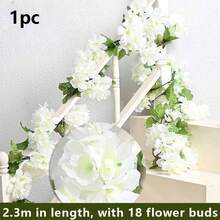 1pc Artificial White Cherry Blossom Wreath, Hanging Cherry Blossom And Vine Garland, Suitable For Wedding Arch, Ceiling, Wall, Party, Home Decor, Etc. - Multicolor - View 10