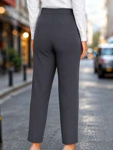 Fashion Women's New Casual Versatile Commuter Straight Leg Pants - Dark Grey - View 2