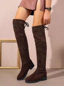 Women's Over-The-Knee Tall Boots, Flat Boots, Spring/Autumn New Style - Brown - View 4